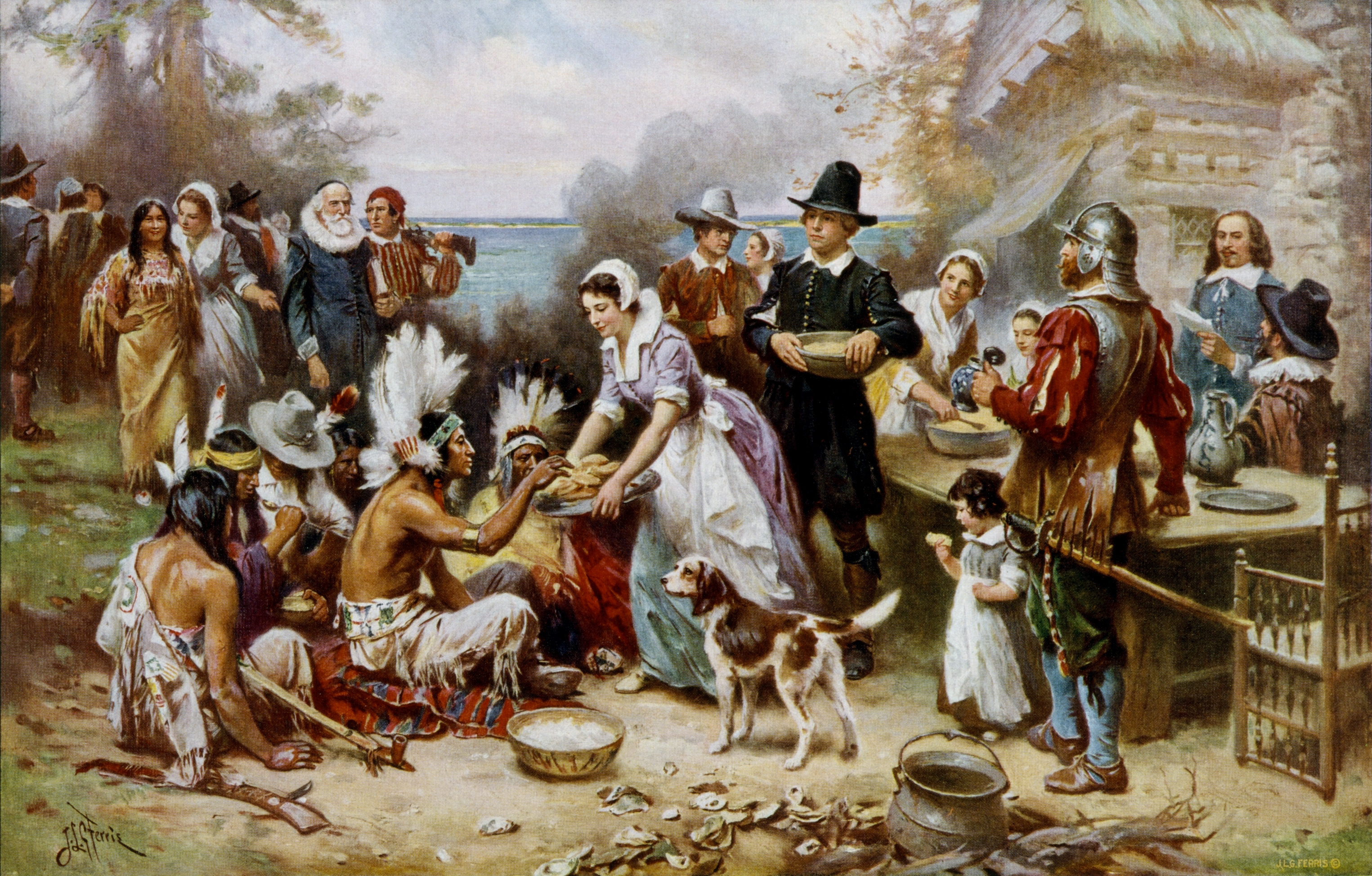 Jean Leon Gerome Ferris's The First Thanksgiving 1621.